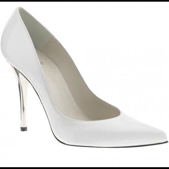 Stuart Weitzman Shoes - Stuart Weitzman white patent leather silver heels